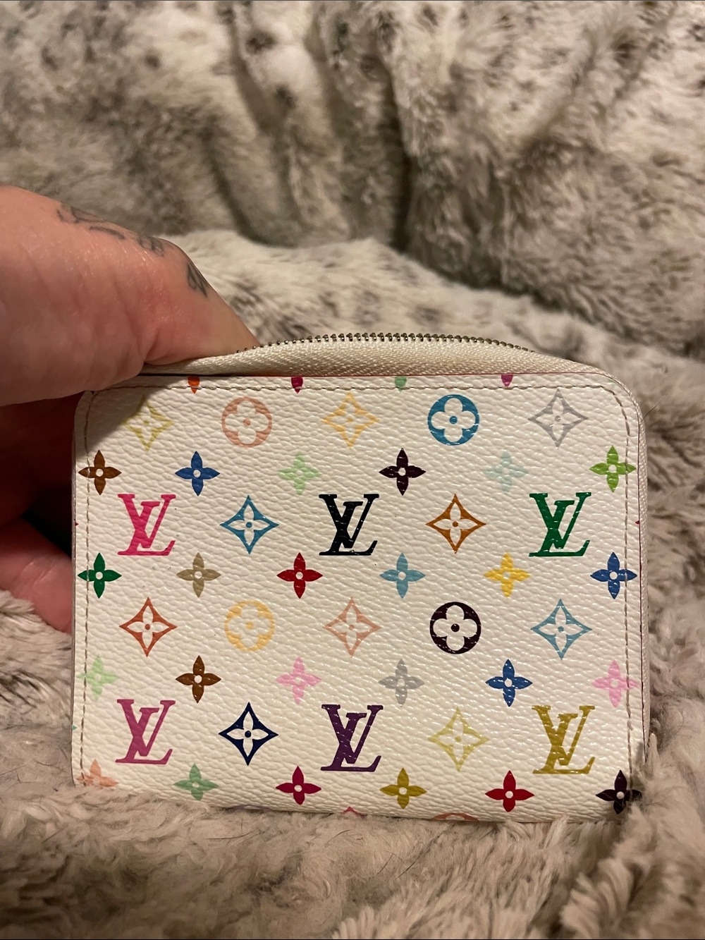 Louis Vuitton White Multicolor Monogram Zip Around Wallet